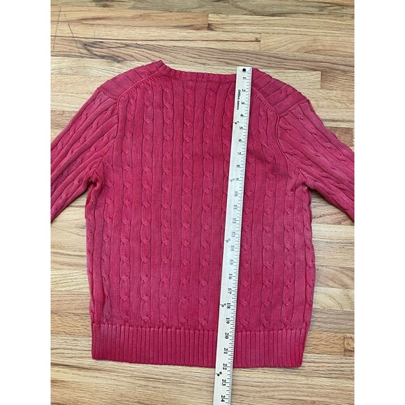 Polo Ralph Lauren Women's L Red Sweater Cotton Cable Knit Pony Classic Preppy - Picture 4 of 11